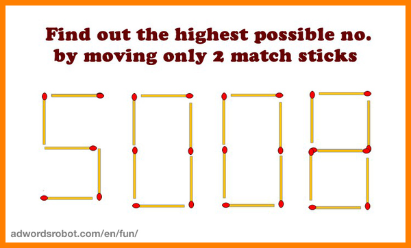 What is the largest number you can get by moving 2 matches?